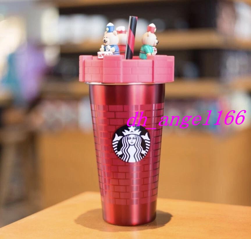 

Authentic New Starbucks Christmas Nutcracker Bear Stainless Steel Straw cup 532ML Red Brick Wall Design Drinking Cup coffee mug gift
