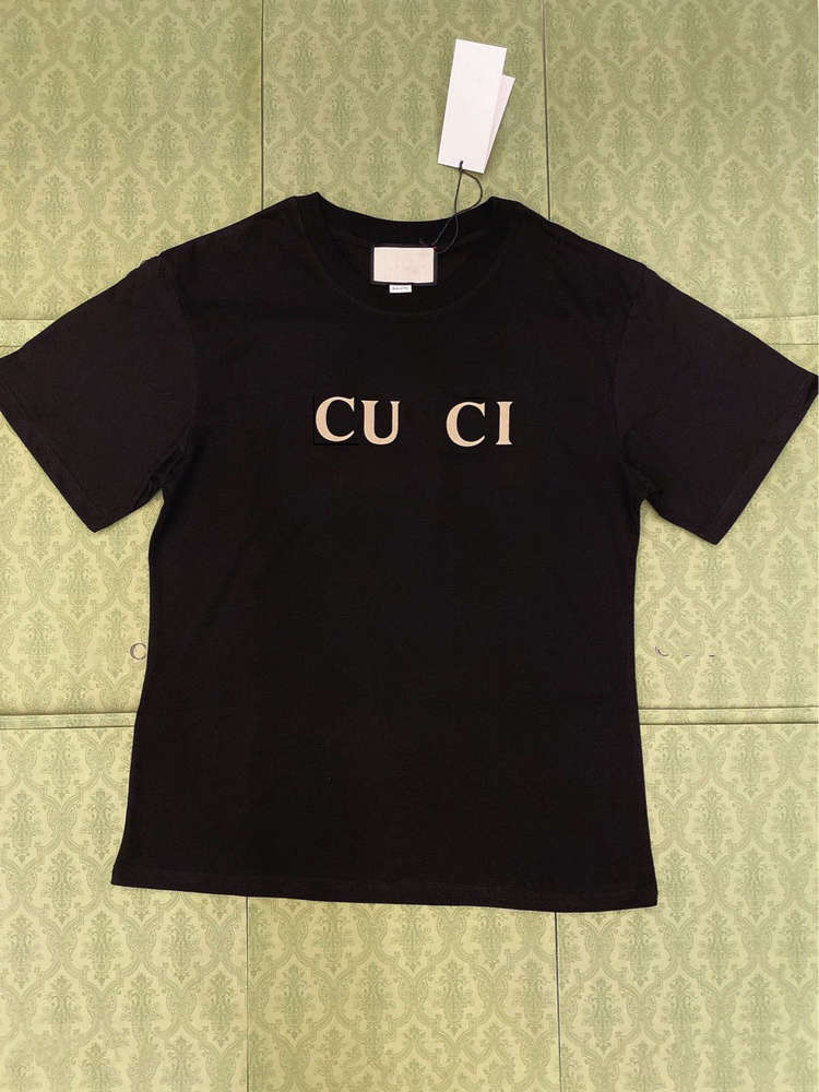 

Summer short-sleeved round neck classic double-G cotton print fashion men t-shirt, White;black