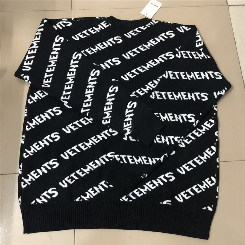 

2021 New Full Printing Men Women Loose Knitted Jumper Thick Material Vtm Inside Tag Vetements Sweater K5nx