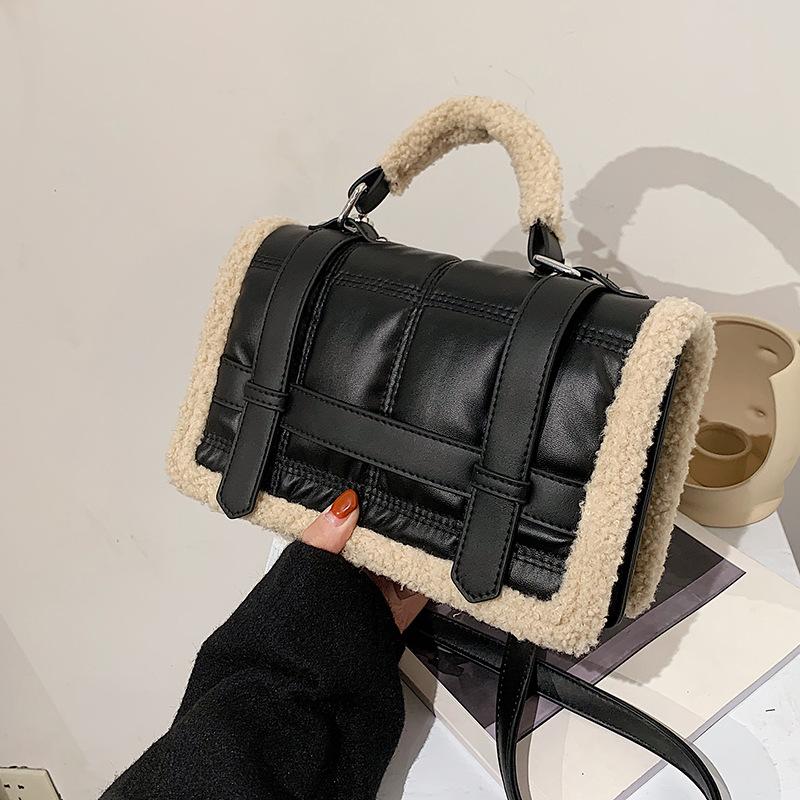 

All-Matching Ins Women's Bag 2021 Autumn and Winter New Trendy Fashion Trending Personalized Crossbody Portable Small Square Bag, Black