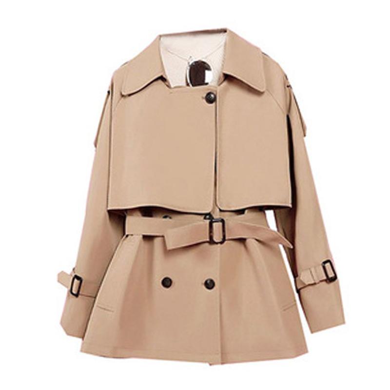 

Women' Trench Coats Fad Autumn Winter Long Coat Vintage Double Breasted Turn Down Collar Outwear Slim Office Ladies Solid, Black