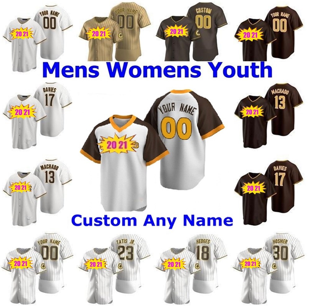 

2020 2021 San Diego Men Women youth kids Fernando Tatis Jr Manny Machado Tony Gwynn Eric Hosmer Brown Is Back Padres Baseball Jerseys, Blue;black