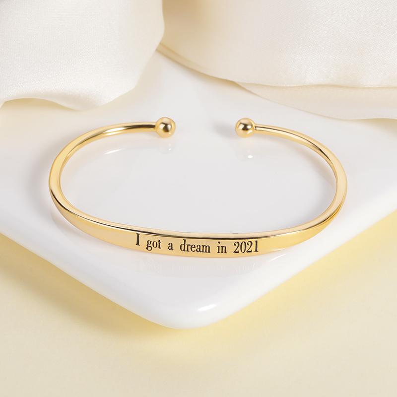 

Bangle Stainless Steel Cuff Corrosion Carving I Got A Dream In 2021 Bracelets For Women Graduation Jewelry Friendship Gifts