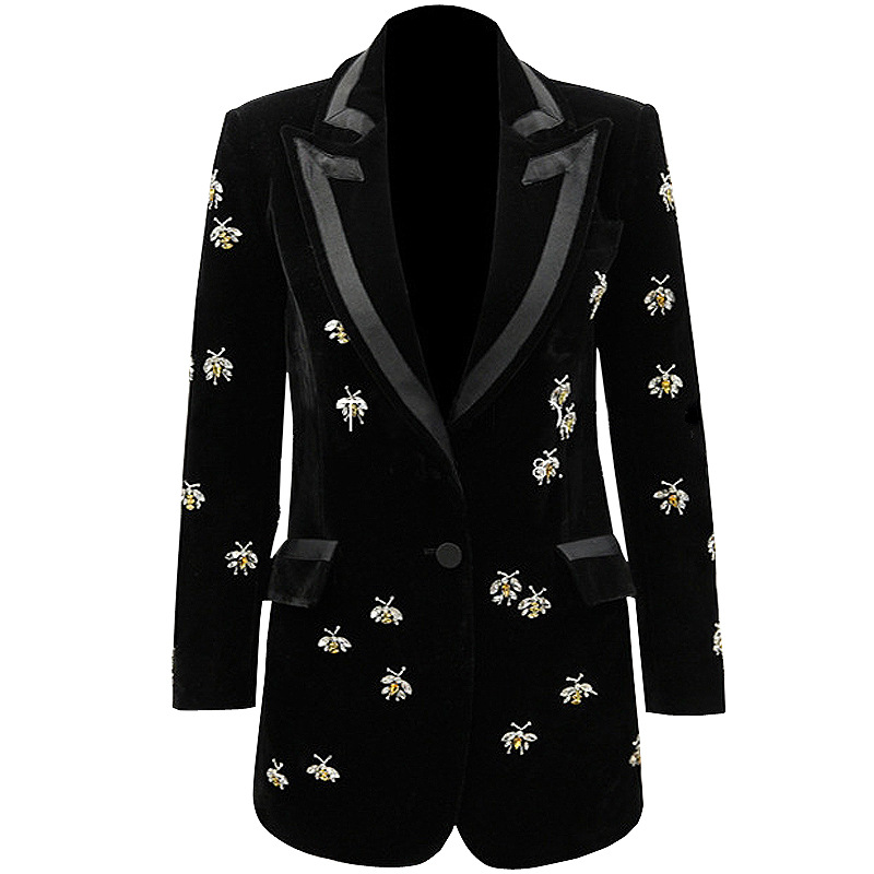 

XXXL 128 2021 Spring Brand SAme Style Coat Lapel Neck Beads Long Sleeve Coat Button Womens clothes Fashion Dilunman, Customize