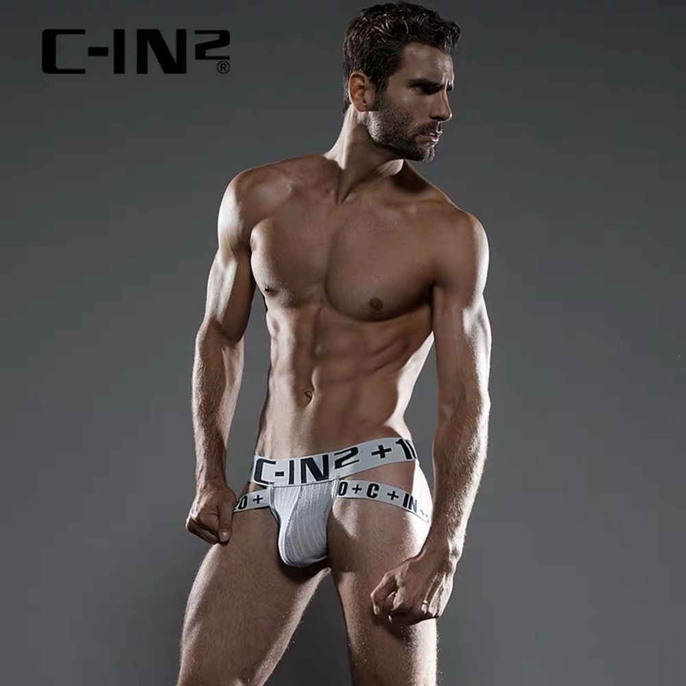 

C-in2 double pure cotton revealing fun low waist buttock lifting u convex sexy T-String Cin2 men's underwear, Black;white