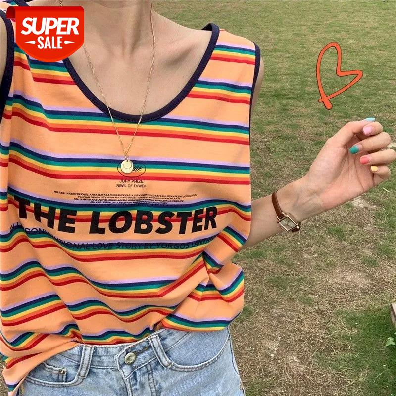 

mid-length camisole stripe tank top club outfits sleeveless women clothes Korean style crop top 2020 new summer womens clothing #Rt3V, White