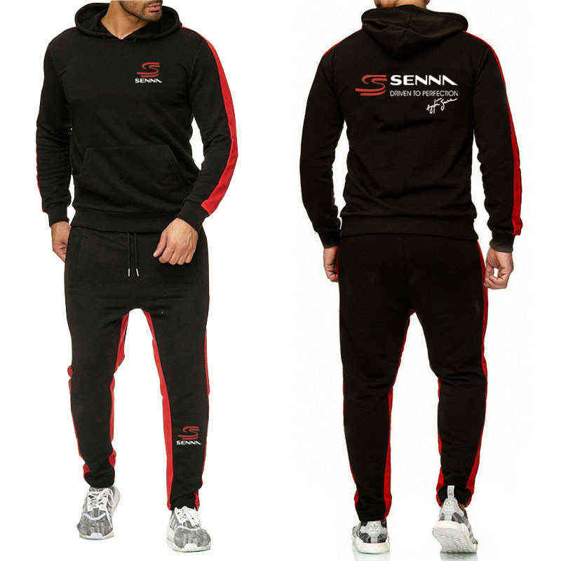 

Ayrton Senna New 2 Pieces Sets Tracksuit Hooded Sweatshirt+pants Pullover Sportwear Suit Casual Leisure Clothes Hoodies G1217