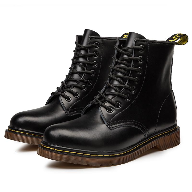 Bottes Couple Couple de 8 trous Cowhide de haute qualité de haute qualité High-top Hiver hiver plus Velvet Chaud Sports de plein air Sports de pl