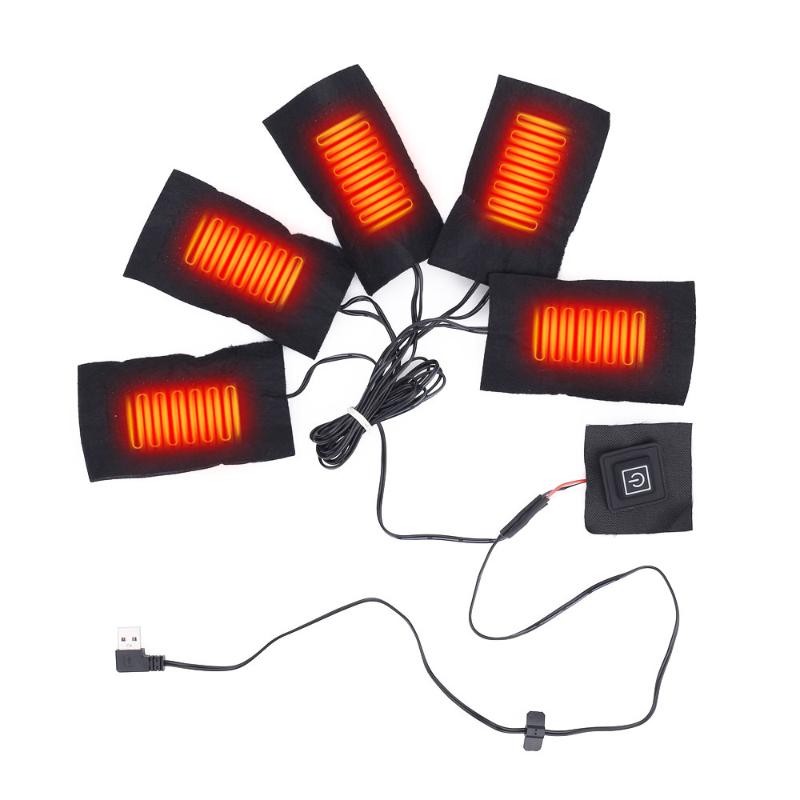 

Hunting Jackets Safe USB Electric Heated Jacket Heating Pad Outdoor Themal Warm Winter Vest Pads For DIY Clothing 5-in-1, Camo;black