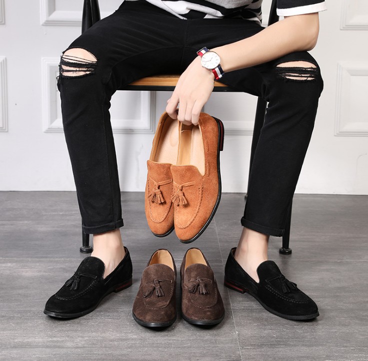 

Men luxurys Dress Shoes Wedding Office Footwear High Quality Fashion Velvet Comfy Formal flats Shoe, Black