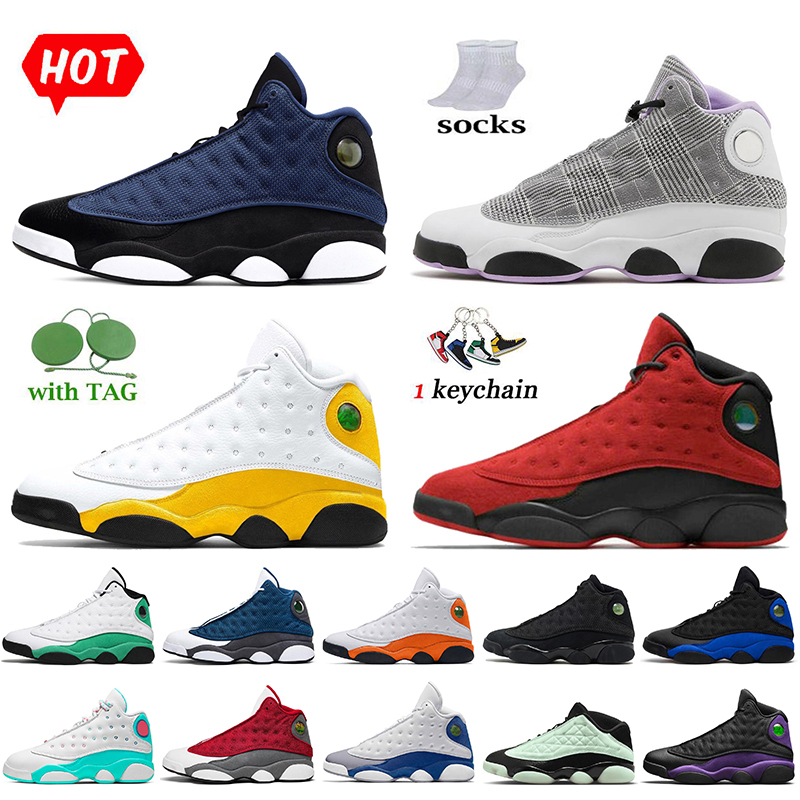 

Fashion New 2022 Women Mens Trainers 13s Basketball Shoes Jumpman 13 Brave Blue Court Purple University Gold Hyper Royal French Blue Black Cat Bred Flint Sneakers, D39 barons 36-47