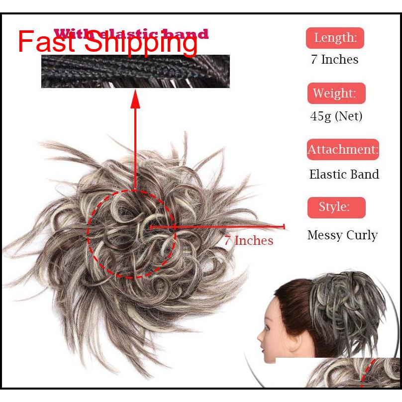 

New Messy Scrunchie Chignon Hair Bun Straight Elastic Band Updo Hairpiece Synthetic Hair Chignon qylHdN hairclippersshop, Black;brown