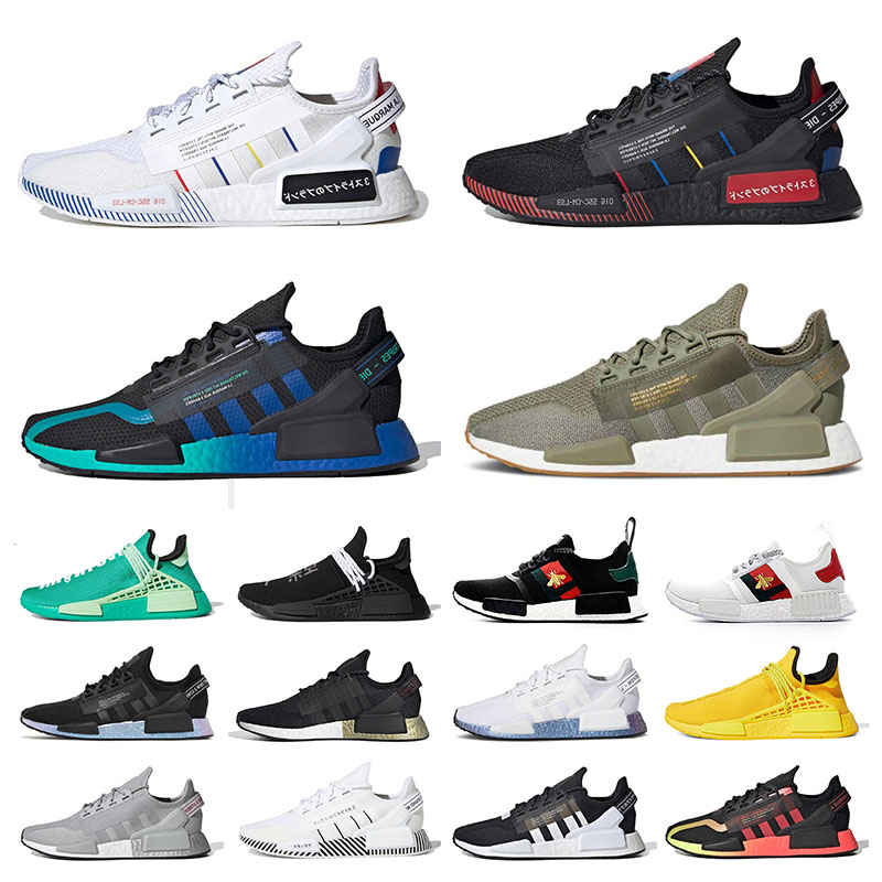 

Pharrell Williams x NMD R1 V2 Human Race Running Shoes Triple Black White Dazzle Camo Men Women Trainers Legacy Green metallic Hu Bright Yellow Sports Sneakers, 40-45 legacy green