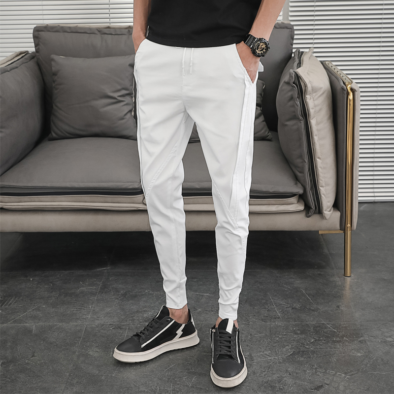 

New Korean Summer of Fashion Design 2021 Fine Fit Men Hare Ankle Solid Length All Hip Hop Games Joggers Pants Q62b, White