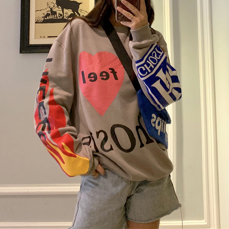 

2021 New Fashion Designer Cotton Pullovers Funny Graphic Face From Vintage Oversized Crewneck Women's Sweatshirt Winter A6oi, Style1