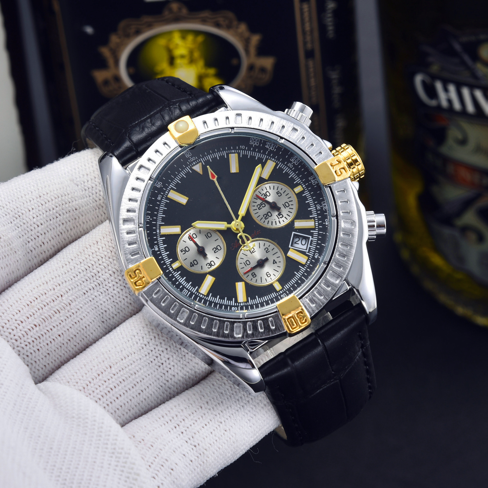 

Men Fashion Wristwatches Luxury Watch Leather NAVITIMER 1884 Sports diving Chronograph 42mm automatic, Box