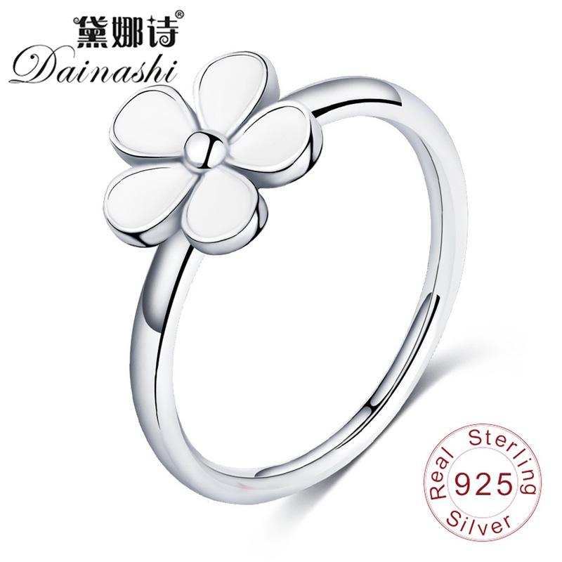 Cluster Rings Dainashi Boutique White Drops O Glue Flower Shape 925 Silver Wedding Cute Elegant Jewelry For Women Fashion Gift