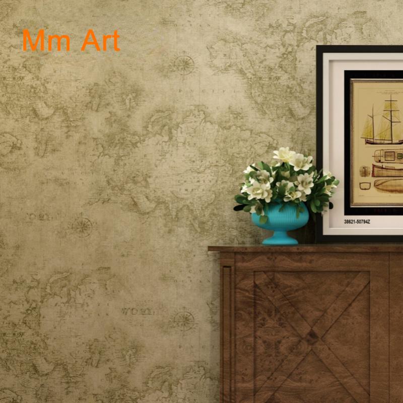 

Wallpapers Youth Bedroom American Retro Mottled AB Wall Cloth British Map Study Seamless Covering Fabric, Mr43-06 yellow map