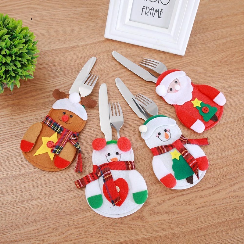

Christmas Cutlery Holders Suit Pockets Tableware Storage Rack Table Decor Dinner Sets Knives Forks Spoon Bag Covers Xmas Tree Decor