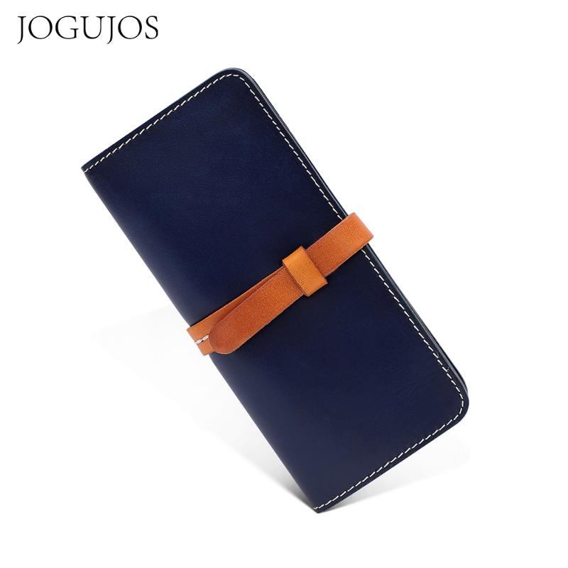 

Wallets JOGUJOS Fashion Women Long Wallet RFID Holder Purse Cowhide Female Clutch Money Coin Luxury Genuine Leather, Black