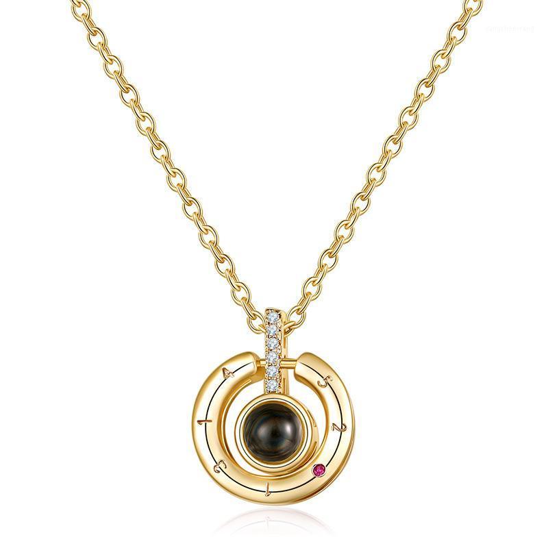 

Classic Crystal Zircon Inlaid Clavicle Chain Round Hollow Digital Plating Gold Silver Necklace Fashion Woman Jewelry Gift Chains
