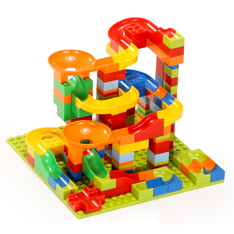 

165 pces marble running block large size building blocks plastic funnel diy slide assembly bricks educational toys for kids
