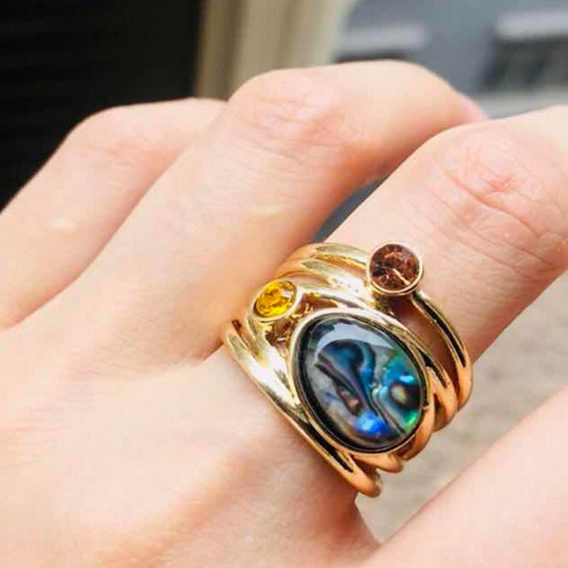 

Wedding Rings Milangirl Multi-storey Moon Stone For Women Vintage Jewelry Ring Female Fashion Engagement Lady Colour Zircon, Slivery;golden