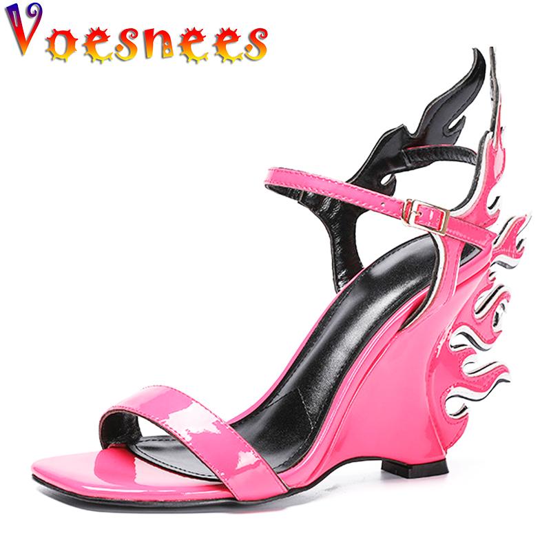 

Voesnees Summer Outdoor Sandals Women Shoes 2021 New Fashion Flame Shoes Strange Style One Word With High Heeles 10cm Party Shoe, Heel 7cm black