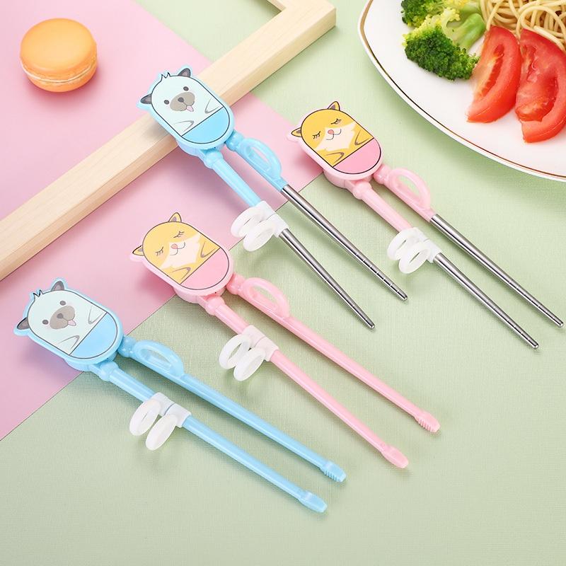 

Easy-to-Use Training Household Cartoon Plastic Chopsticks With Silicone Finger Ring For Toddlers Kids Adults And Beginners