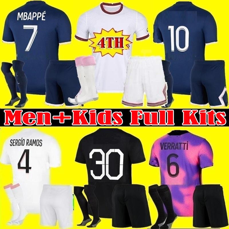 

21 22 MBAPPE soccer jerseys 2021 2022 DI MARIA WIJNALDUM SERGIO RAMOS HAKIMI fourth Maillots de football kit ICARDI VERRATTI third 4TH shirt Men kids Kits