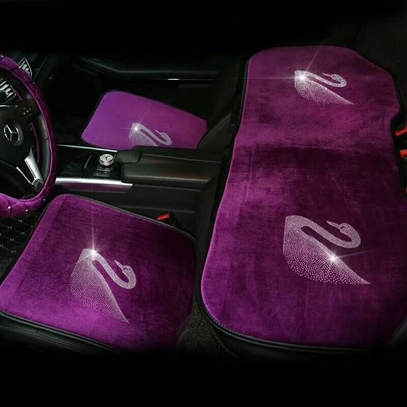

Seat Cushions S 1PCS Plush Car Covers Protector Driver Pad Styling Diamond Swan Velvet Cushion Auto Accessories Purple