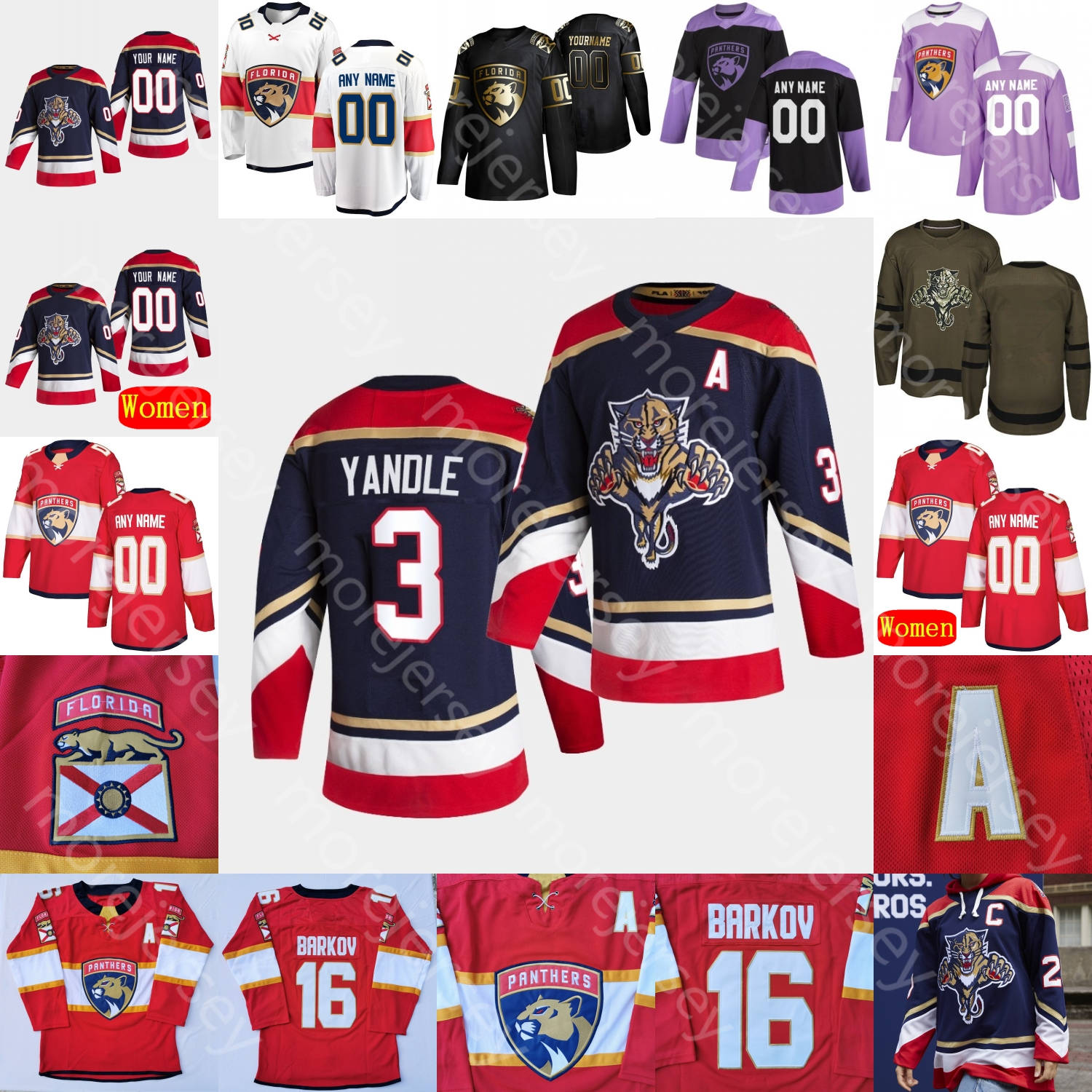 

Custom Florida Panthers Ice Hockey Jersey Aleksander Barkov Duclair Ekblad Hornqvist Huberdeau Yandle Acciari Bobrovsky Connauton Connolly, Black;red