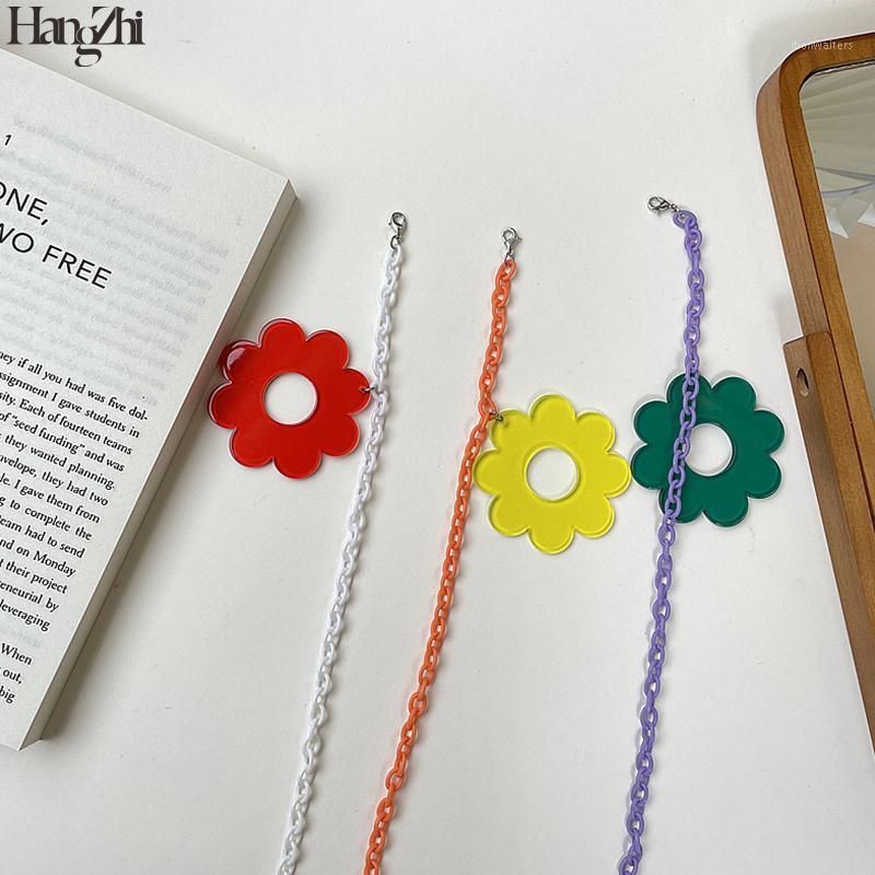 

HangZhi Acrylic Mask Chain Big Hollow Colorful Flower Resin Link Eyeglasses Holder Lanyard Cord For Women Girls Chains