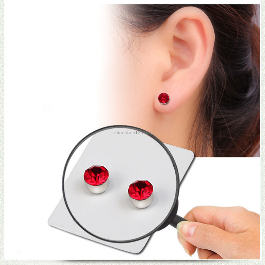 

Clip on Stainless Steel Magnet diamond Earrings Stud Ear Clip earrings women mens Fashion Jewelry Will and Sandy gift