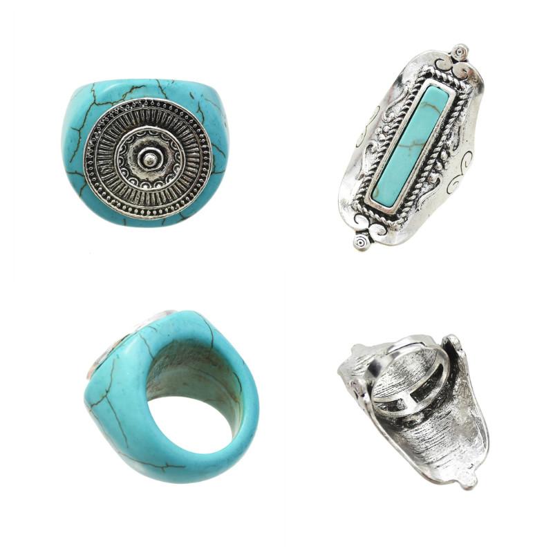 

Wedding Rings American Turquoises Fringer Ring Blue Stone Ethnic Weding For Women Men Tribal Bohemian Tibet Gypsy Turkish African Jewelry