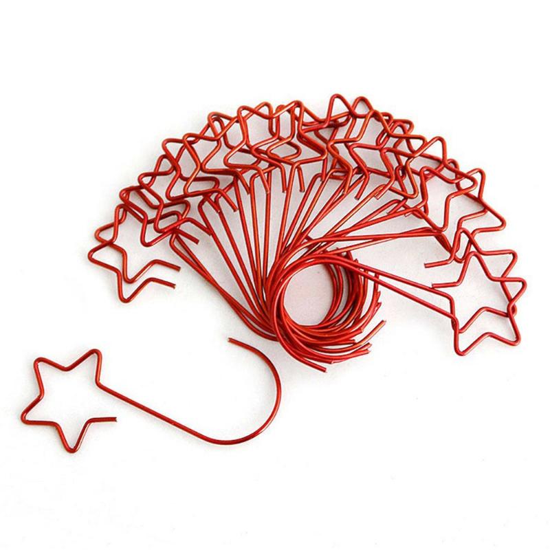 

Christmas Decorations 20pcs Wreath Hooks For Tree Hanging Pendant Ornament MetallicStar Hook Xmas Home Decor