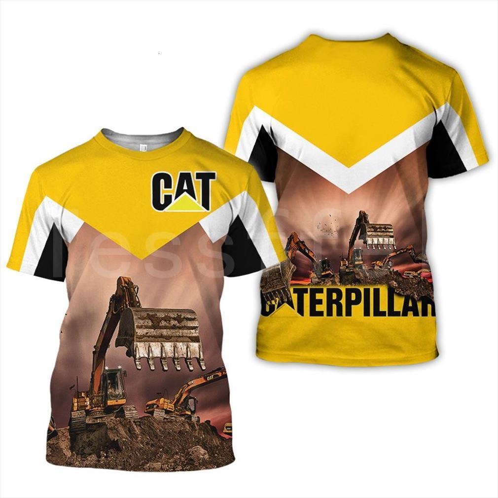 

excavator equipment worker machine 3d mens printed women summer short sleeves streetwear hip hop tshirts dropshipp, White;black