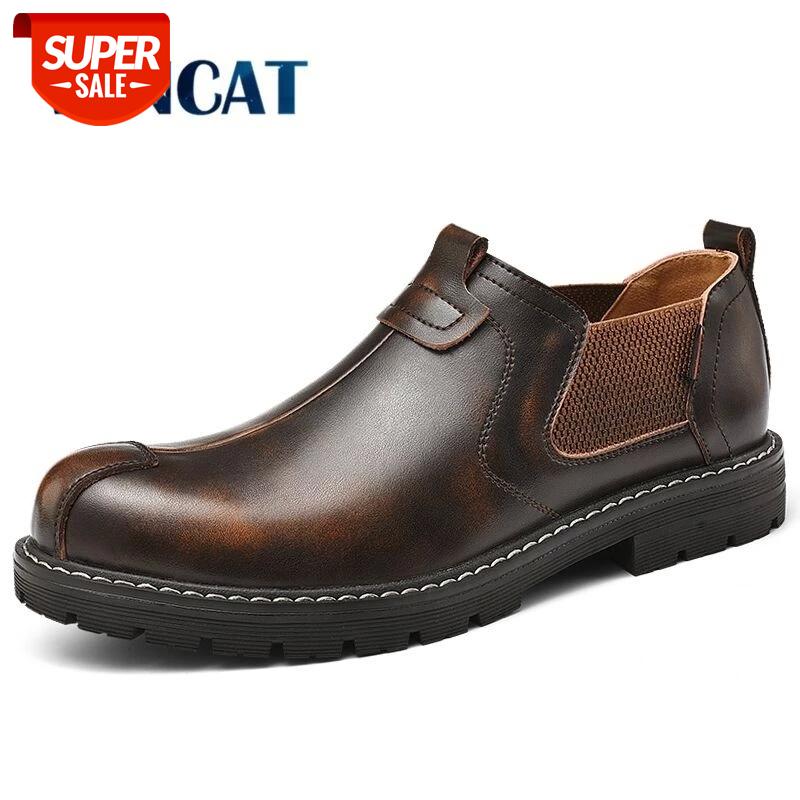 

New Fashion Men's Casual Shoes High Quality Genuine Leather Men's Shoes Waterproof Loafers Outdoor Motorcycle Work #923L
