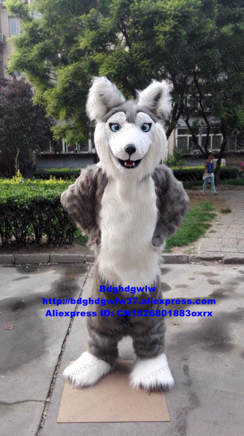 

Mascot Costumes Grey Long Fur Furry Husky Dog Wolf Fursuit Mascot Costume Adult Cartoon Character Promotion Ambassador Fashion Promotion zx2, Default color