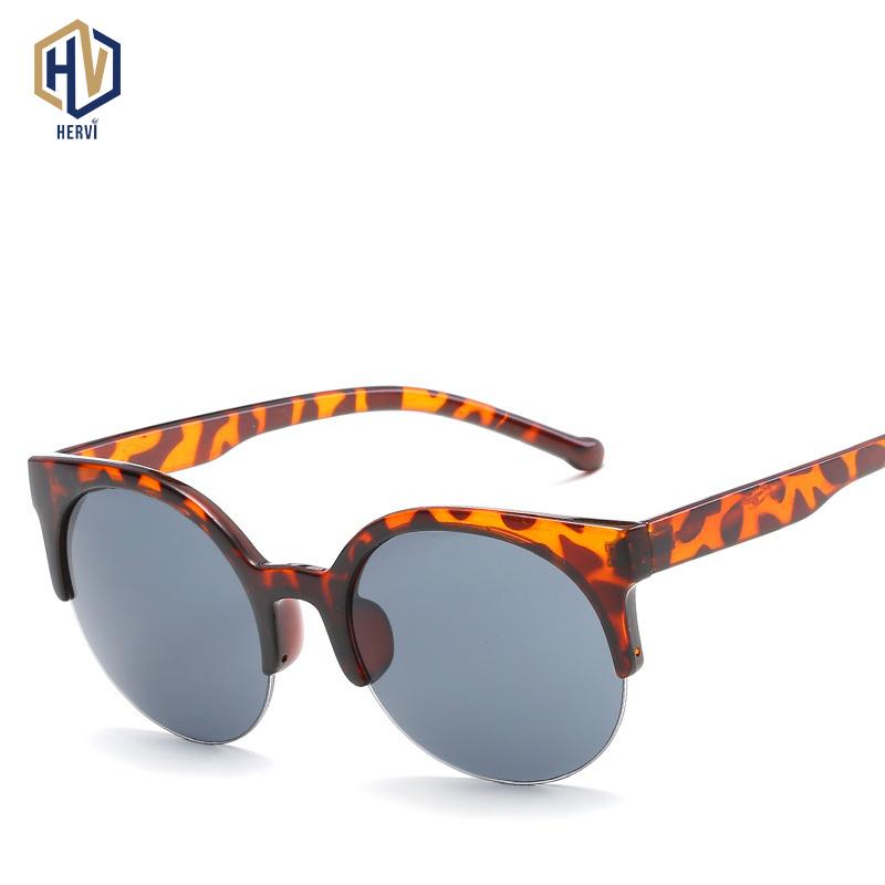 

Sunglasses Vintage Half Frame Men Women Siamese Round Sun Glasses Fashion Cat Eye Gradient Eyewear UV400