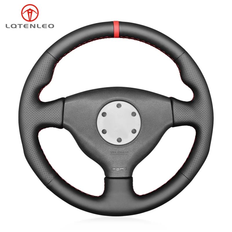 

Steering Wheel Covers LQTENLEO Black Genuine Leather Hand Car Cover For Mitsubishi Lancer Evolution EVO VI 6 1999-2000 V (5) 1998