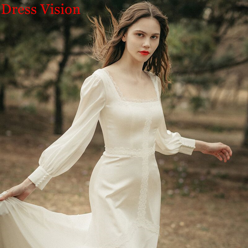 

2021 Lace Quarter Collar Wedding Vestidos Novia Robe Marie Formal Gown Sweep Train Vestido Festa De Casamento 5yaf, Same as image