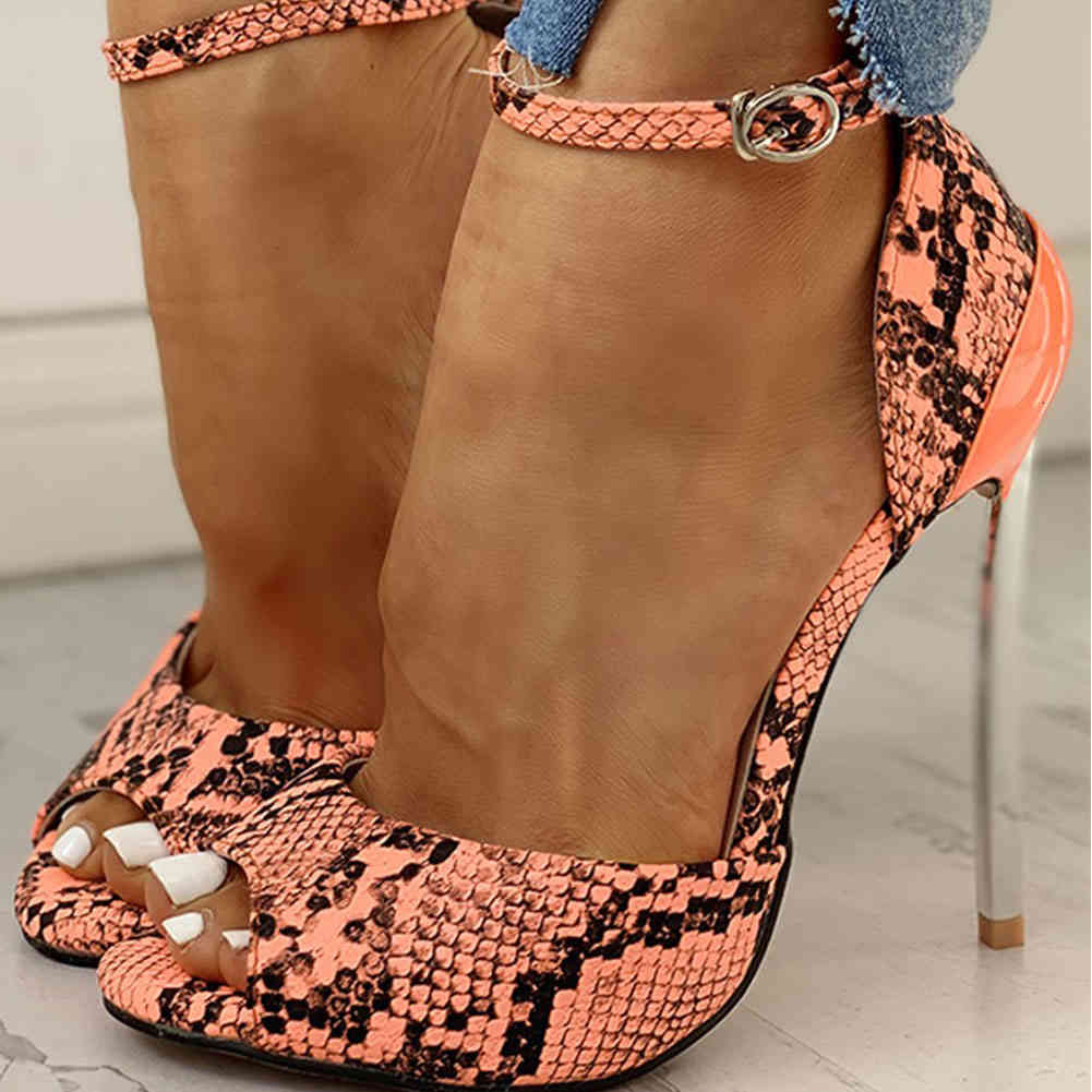 

42 size Sandals attacked plus sexy high-heeled women's sandals summer party snake ankle-belt veins A6ZF, 1# shoe box