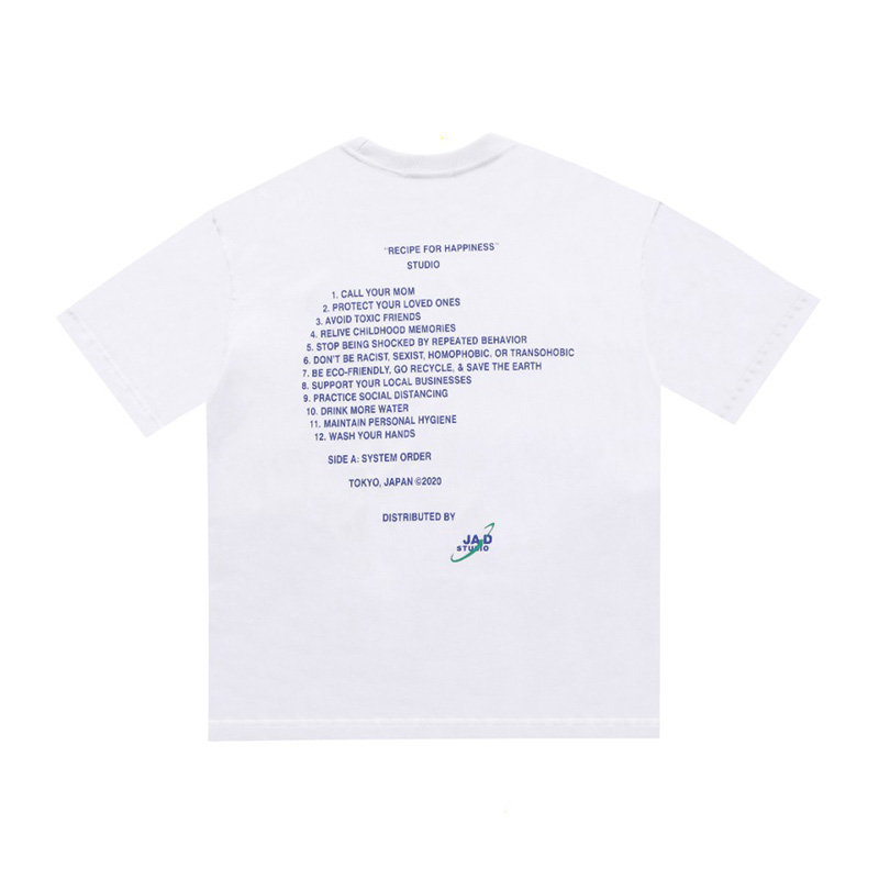 

2021 Europe American Oversize principle Tee Skateboard Men Women Street Happiness t shirt Casual cotton Tshirt, White;black