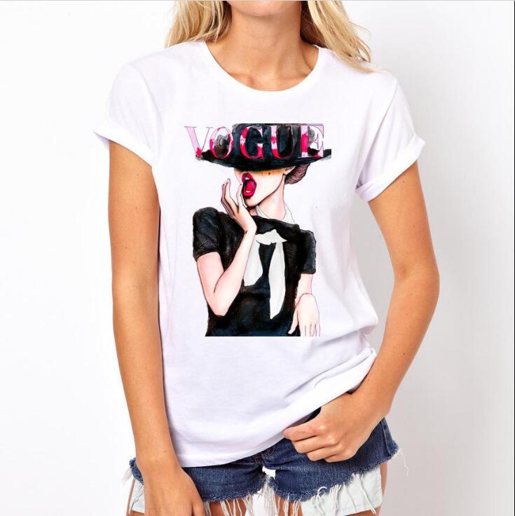 

VOGUE Lady print O Neck T Shirt Summer Fashion 2021 new Women T-Shirt Funny Tshirts Harajuku short sleeve casual tees lovrly tops