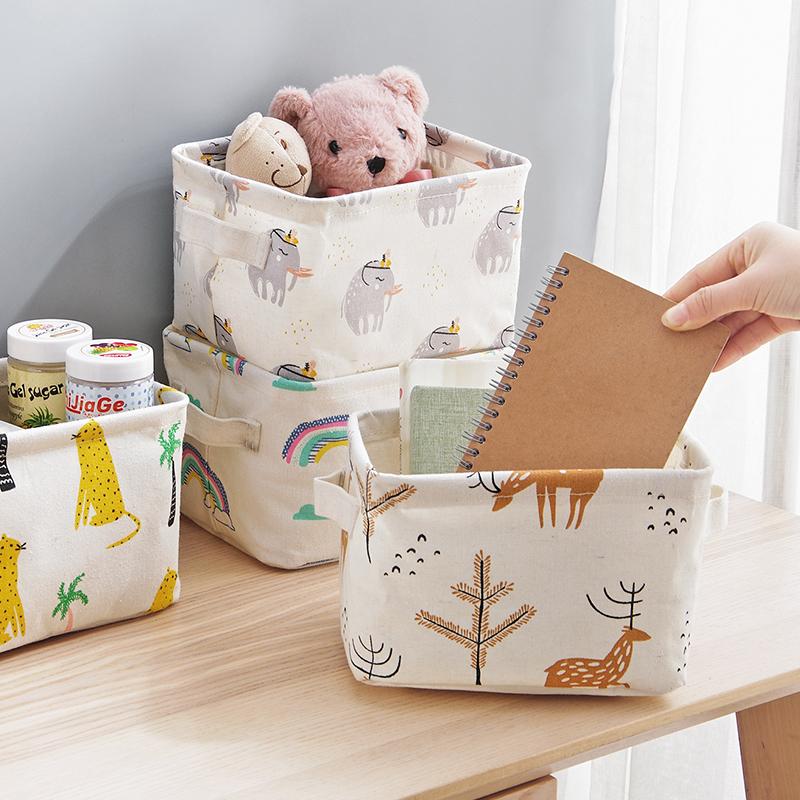 

Storage Boxes & Bins Folding Cotton Fabric Box Office Sundries Basket Makeup Organizers Underwear Toy Container