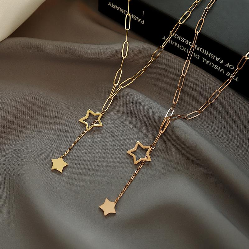 

Chains YAOLOGE 316L Stainless Steel For Women 2 Colors Stars Necklaces Thick Chain Choker 2021 Fashion Party Jewelry Gift Collier