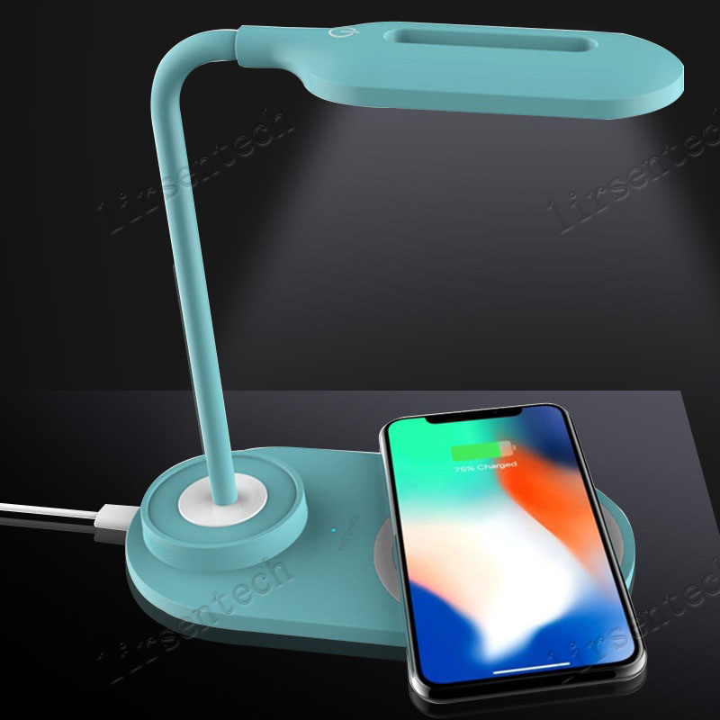 

2 In 1 Led Table Desk Lamp Qi Wireless Charger Multi-function Reading Light With Dc 5v Usb Charging Port For Mobile Phone Charge Free Ship