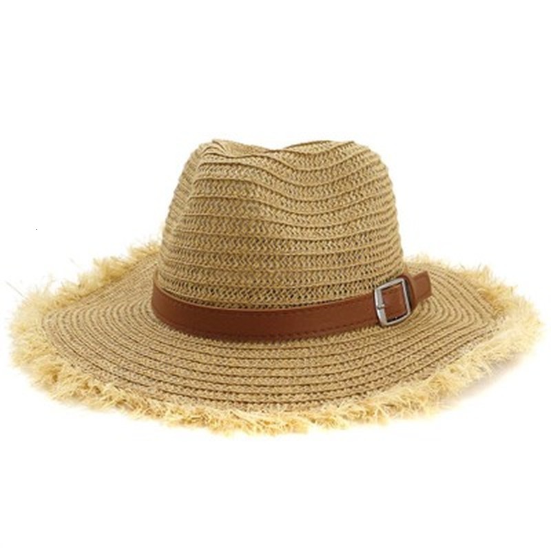 

2021 New Wide Brim Belt Band Classic Casual Vintage Natual Raffia Handmade Straw Hats Men Women Summer Spring Sun Protective Hat Iwvd, White