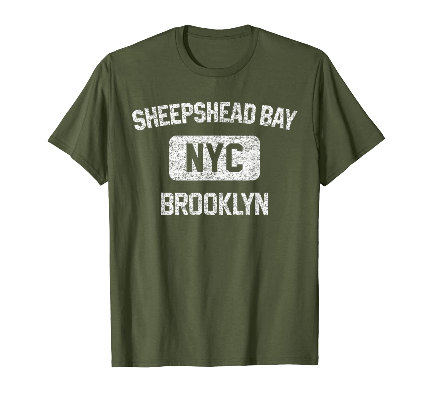 Sheepshead Bay T Shirt - Gym Style Distressed White Print-image-703632117